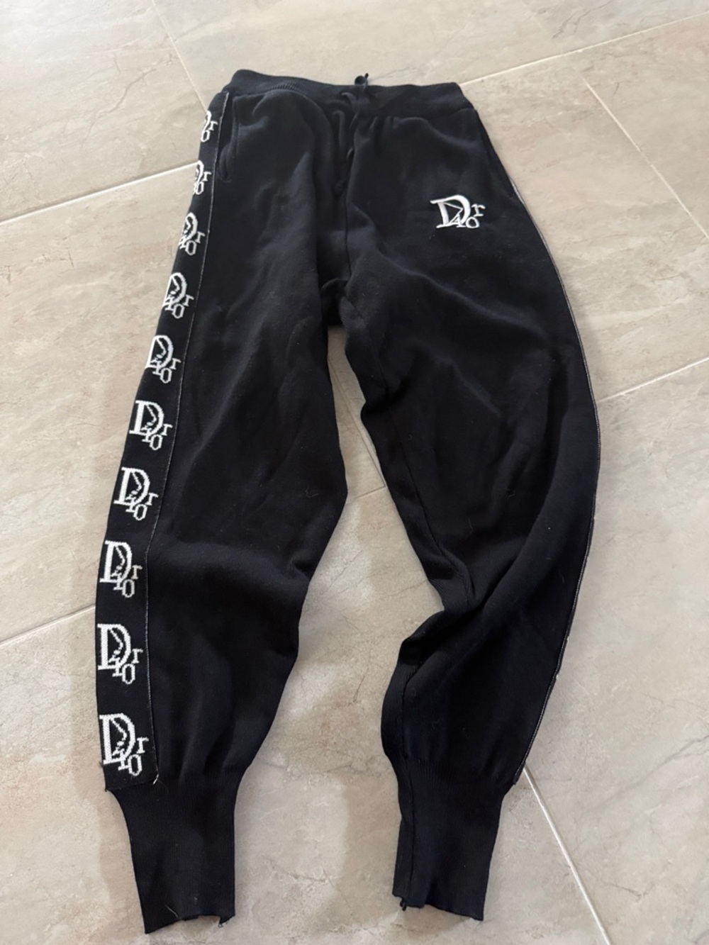 Dolce & Gabbana Black Joggers with White Logo Trim